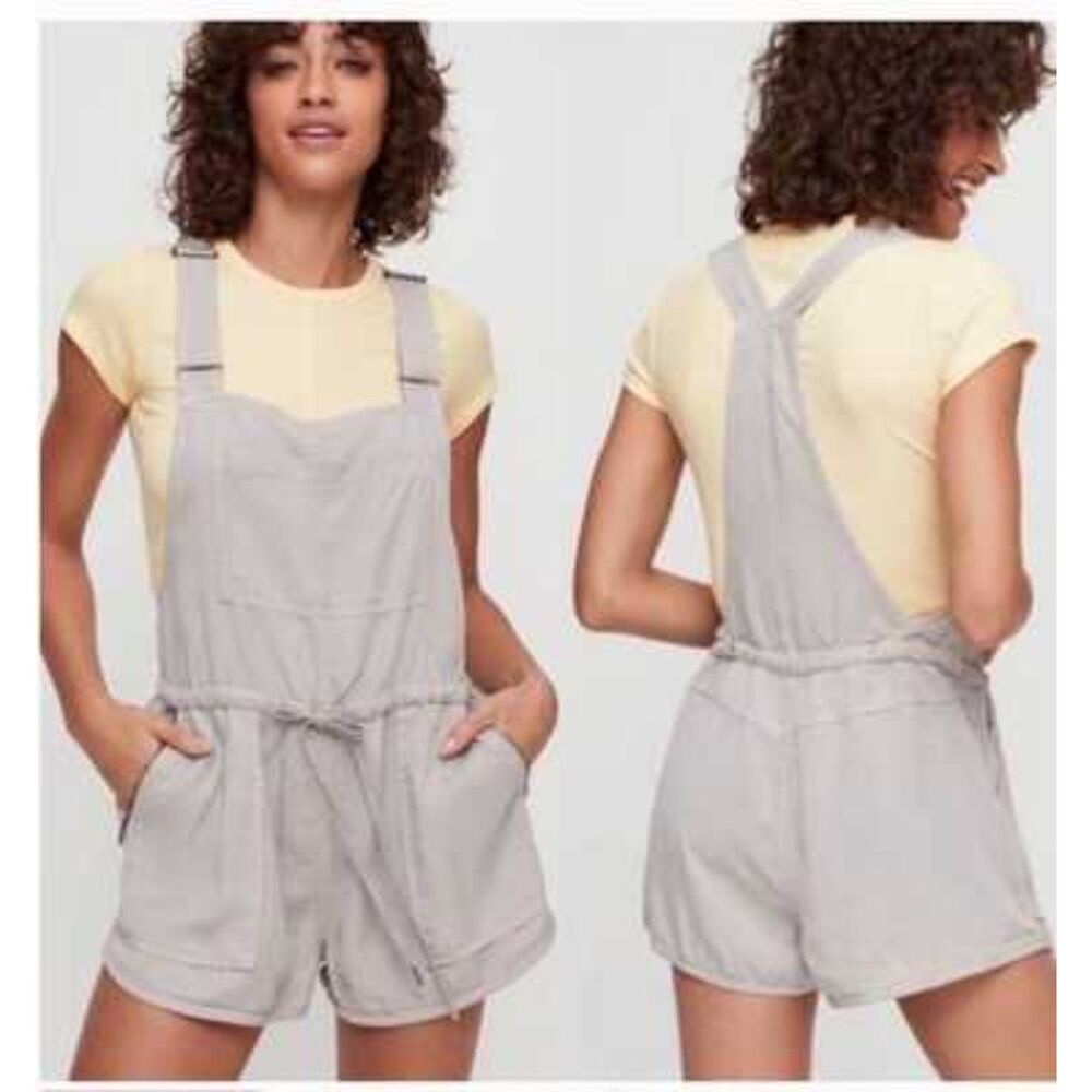 Aritzia Wilfred Free | Beatriz Shortalls Romper in Beige w/ Utility Pockets, XXS